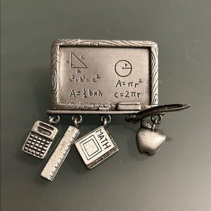 JJ JONETTE Pewter Math Teacher Brooch
